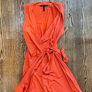 BCBG orange wrap dress